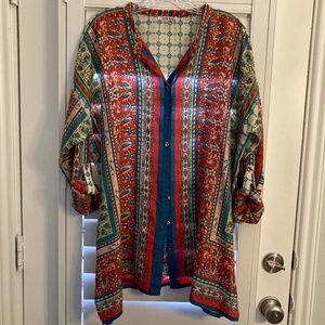 Johnny Was 100% Silk Shirt Size S